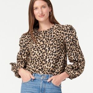 NWT J. Crew Ruffle sleeve leopard blouse